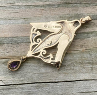 Freya Norse Love Goddess Pendant Bronze w/ genuine Amethyst Gemstone