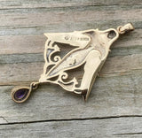 Freya Norse Love Goddess Pendant Bronze w/ genuine Amethyst Gemstone