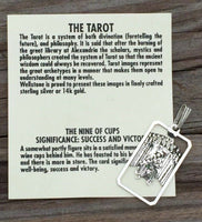 Nine of Cups Tarot Card Pendant .925 Sterling Silver - small Nine of Cups amulet Success and Victory USA