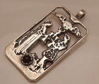 Two of Cups Tarot Card Pendant .925 Sterling Silver with Genuine Garnet - Love Union USA