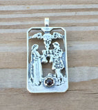 Two of Cups Tarot Card Pendant .925 Sterling Silver with Genuine Garnet - Love Union