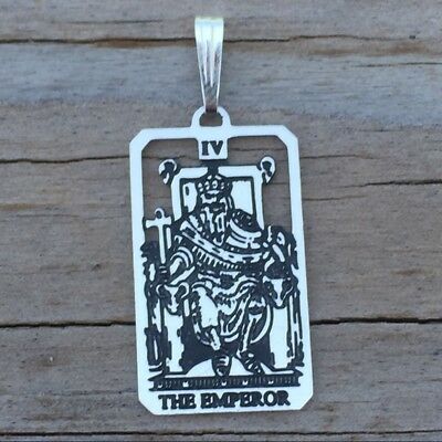 Sterling Silver Emperor Tarot Card Pendant - 4 in the Major Arcana
