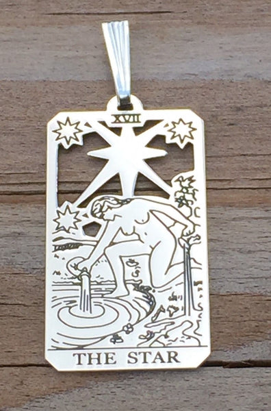 Star Tarot Card Pendant .925 Sterling Silver - small Star Tarot Jewelry Hope and Truth