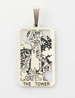 Tower Tarot Card Pendant .925 Sterling Silver - small Tower Tarot jewelry