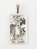 Tower Tarot Card Pendant .925 Sterling Silver - small Tower Tarot jewelry