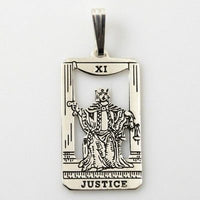 Justice Tarot Card Pendant .925 Sterling Silver