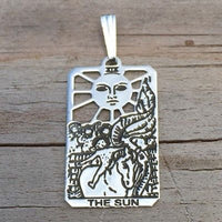 Sun Tarot Card Pendant solid .925 Sterling Silver - small Sun Tarot Jewelry