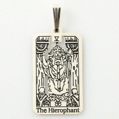 Hierophant Tarot card pendant solid .925 Sterling silver Hierophant jewelry