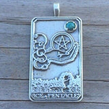 Ace of Pentacles Tarot Card Pendant Sterling Silver