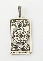 Wheel of Fortune Tarot Card Pendant solid .925 Sterling Silver