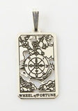 Wheel of Fortune Tarot Card Pendant solid .925 Sterling Silver