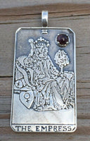 The Empress Tarot Card Pendant - Number 3 in the Major Arcana Set with a genuine AAA quality Garnet gemstone