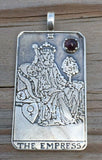 The Empress Tarot Card Pendant - Number 3 in the Major Arcana Set with a genuine AAA quality Garnet gemstone