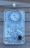 Moon Tarot Card Pendant .925 Sterling Silver w/ Natural Black Onyx gemstone USA