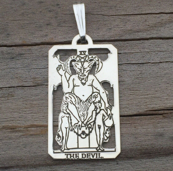 Devil Tarot Card Pendant Sterling Silver