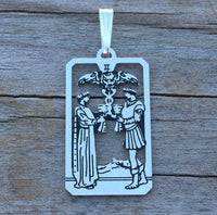Two of Cups Tarot Card Pendant .925 Sterling Silver - Sacred Marriage Love Tarot Pendant