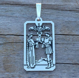 Two of Cups Tarot Card Pendant .925 Sterling Silver - Sacred Marriage Love Tarot Pendant