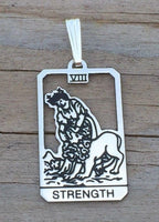 Strength Tarot Card Pendant .925 Sterling Silver - small Strength Tarot Amulet