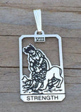 Strength Tarot Card Pendant .925 Sterling Silver - small Strength Tarot Amulet