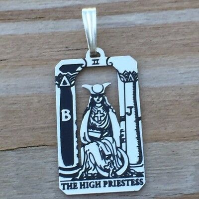 High Priestess Tarot card Pendant .925 Sterling Silver Priestess Tarot Card Pendant