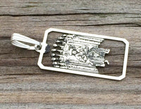 Nine of Cups Tarot Card Pendant .925 Sterling Silver - small Nine of Cups amulet Success and Victory USA
