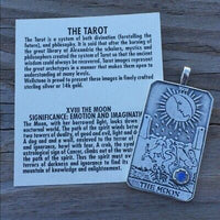 Moon Tarot Card Pendant .925 Sterling Silver w/ Genuine Rainbow Moonstone gem