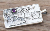 Death Tarot Card Pendant .925 Sterling Silver with Genuine Purple Amethyst gem