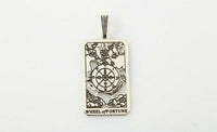 Wheel of Fortune Tarot Card Pendant solid .925 Sterling Silver Made in the USA