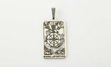 Wheel of Fortune Tarot Card Pendant solid .925 Sterling Silver Made in the USA