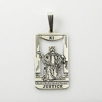 Justice Tarot Card Pendant .925 Sterling Silver - small Justice Tarot Amulet USA