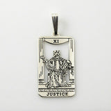 Justice Tarot Card Pendant .925 Sterling Silver - small Justice Tarot Amulet USA