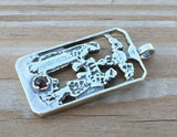 Two of Cups Tarot Card Pendant .925 Sterling Silver with Genuine Garnet - Love Union USA