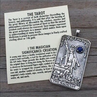 Magician Tarot Card Pendant .925 Sterling Silver w/ Natural Lapis Lazuli gemstone USA