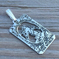World Tarot Card Pendant solid .925 Sterling Silver - small World Tarot Card Amulet