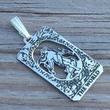 World Tarot Card Pendant solid .925 Sterling Silver - small World Tarot Card Amulet