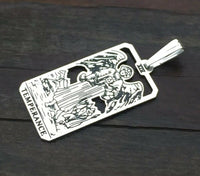 Temperance Tarot Card Pendant .925 Sterling Silver - small Temperance Tarot Jewelry USA