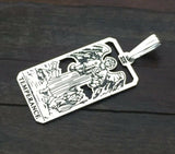 Temperance Tarot Card Pendant .925 Sterling Silver - small Temperance Tarot Jewelry USA
