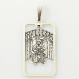 Nine of Cups Tarot Card Pendant .925 Sterling Silver - small Nine of Cups amulet Success and Victory USA