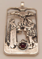 Two of Cups Tarot Card Pendant .925 Sterling Silver with Genuine Garnet - Love Union USA