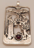 Two of Cups Tarot Card Pendant .925 Sterling Silver with Genuine Garnet - Love Union USA