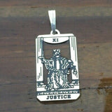 Justice Tarot Card Pendant .925 Sterling Silver - small Justice Tarot Amulet USA
