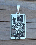 Sterling Silver Death Tarot Card Pendant - Number 13 in the Major Arcana