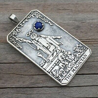 Magician Tarot Card Pendant .925 Sterling Silver w/ Natural Lapis Lazuli gemstone