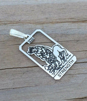 Strength Tarot Card Pendant .925 Sterling Silver - dainty Strength Tarot Amulet USA