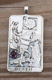 Death Tarot Card Pendant Sterling Silver with Genuine Amethyst