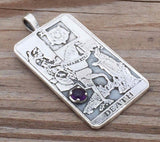 Sterling Silver Death Tarot Card Pendant - Number 13 in the Major Arcana