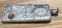 Moon Tarot Card Pendant .925 Sterling Silver with Genuine Peach Moonstone gem USA
