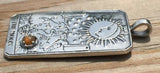 Moon Tarot Card Pendant .925 Sterling Silver with Genuine Peach Moonstone gem USA