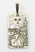 Sun Tarot Card Pendant solid .925 Sterling Silver - small Sun Tarot Jewelry USA