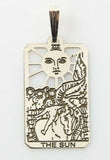 Sun Tarot Card Pendant solid .925 Sterling Silver - small Sun Tarot Jewelry USA
